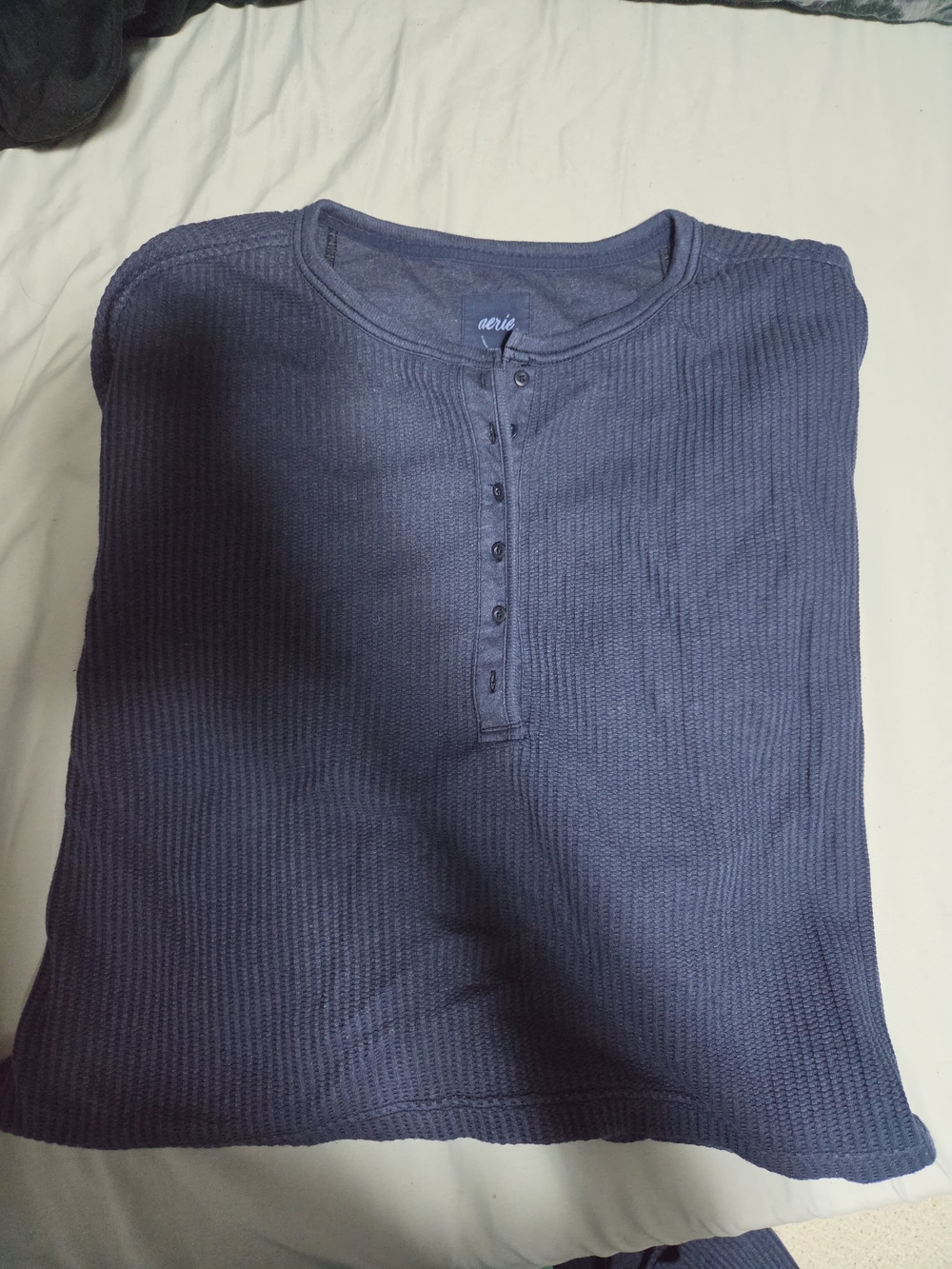 aerie Women’s Navy Crewneck Waffle Henley